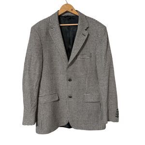 J. Peterman Men's Houndstooth 2 Piece Brown Blazer Size 42 Cashmere Wool